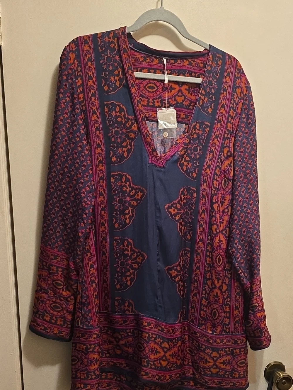 Free People Boho V-Neck Tunic Dress - Picture 2 of 5